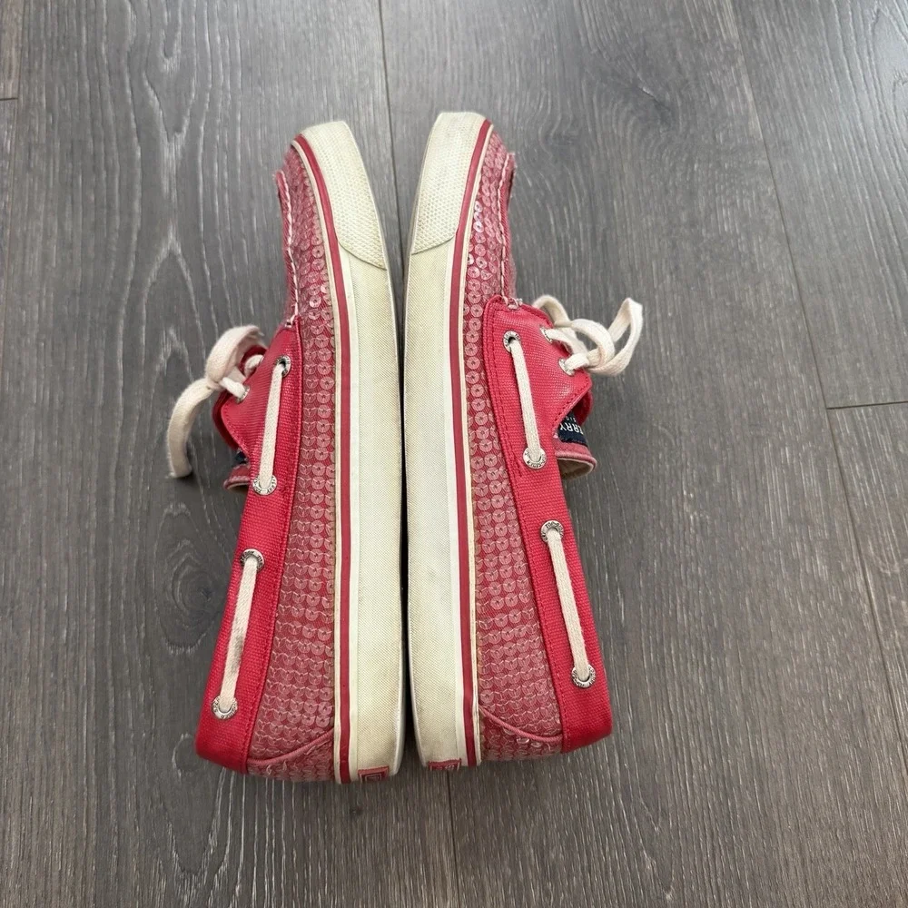 Sperry Top-Sider Womens 9 Bahama Boat Shoes Red Sequins Coastal Nautical Preppy